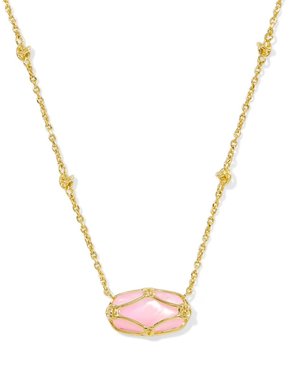 Kendra Scott Elisa Lattice Frame Gold Pendant in Blush Ivory Mother-of-Pearl